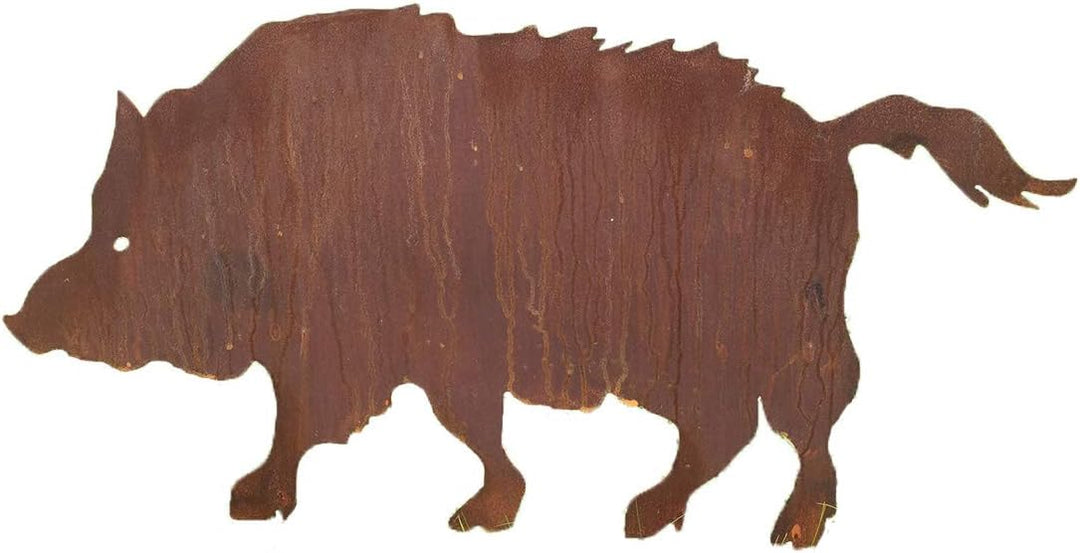 STEINFIGURENWELT GIEBEN Wildschwein laufend 100x50cm zum Stecken Gartenstecker Edelrost Gartendeko W