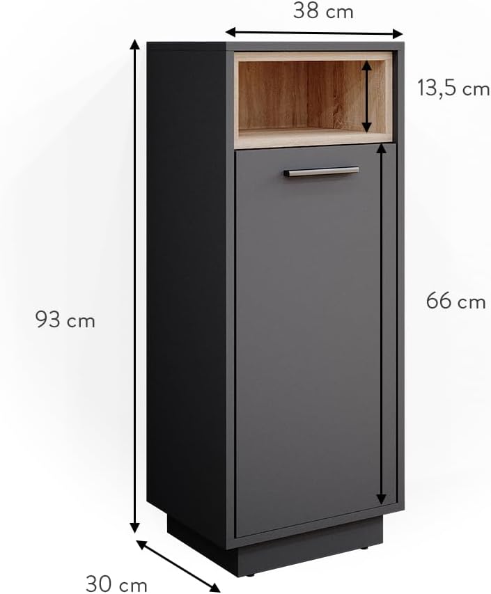 Vicco Midischrank Beatrice, Anthrazit, 38 x 93 cm, Anthrazit