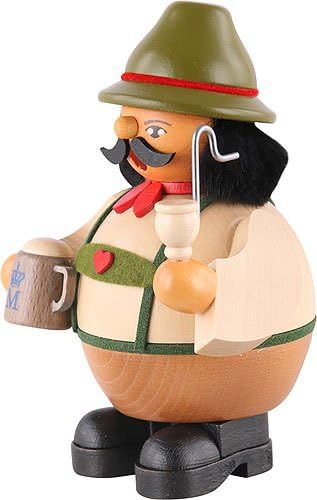 Mueller Räuchermann Bayer auf dem Oktoberfest, 14 cm hoch, original Erzgebirge Seiffen