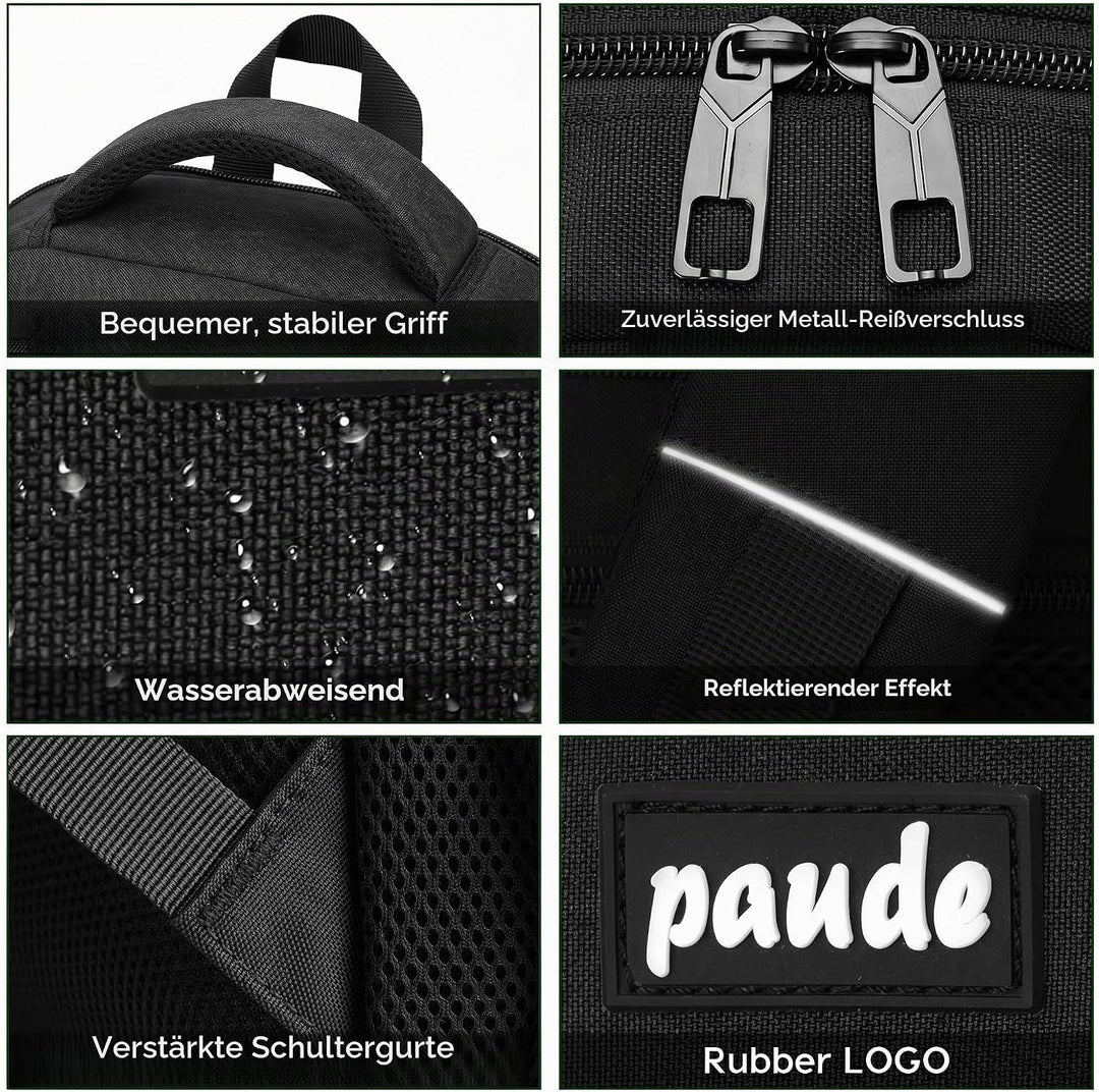Paude Schwarz Rucksack, Laptop Schulrucksack für Teenager Erwachsene, Grosse Tasche Rucksack für Hig