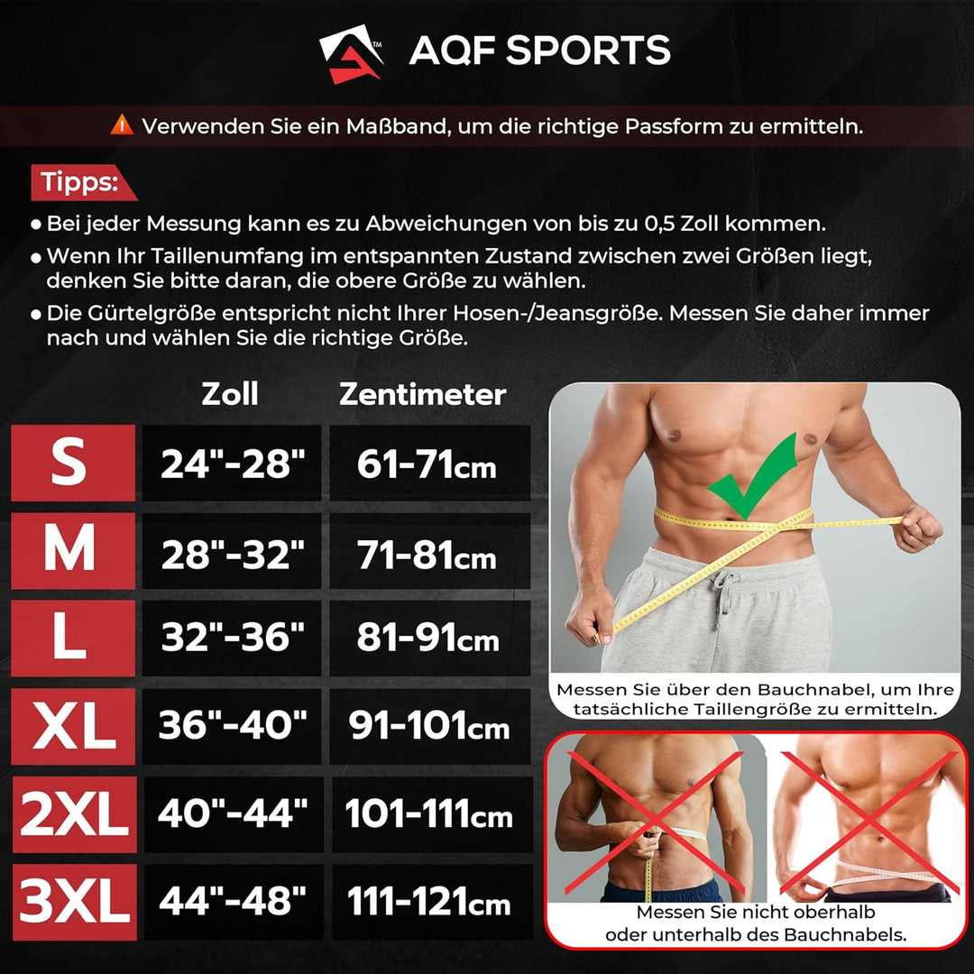 AQF Gewichthebergürtel, Leder, gepolstert, Bodybuilding, Fitness, Gymnastik Large 32"-36" Mattschwar