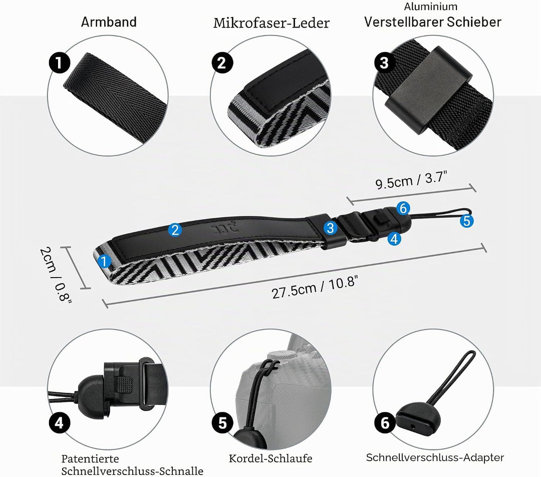 JJC Universelle Kamera-Handschlaufe Schwarz, Schwarz