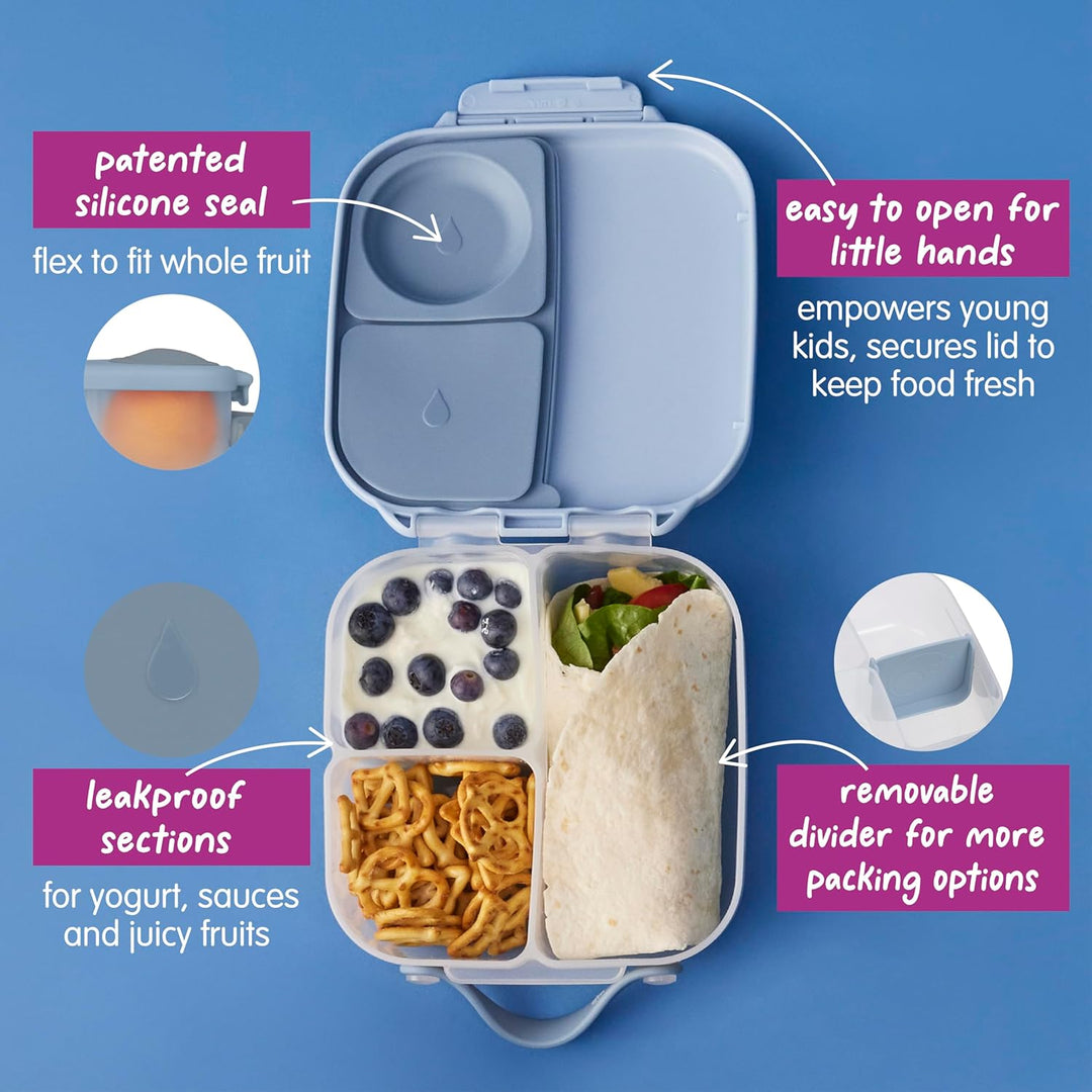 b.box Mini Lunchbox | Bento Box with 3 Compartments (2 Leakproof) | Ideal for Toddlers, Kids Lunch &