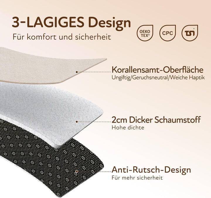 Treeboy Spielmatte Baby 200x150x2cm beige – Teppich für Kinderzimmer mit hochwertigem Memory-Schaum