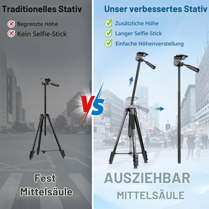Nineigh Kamera Stativ,Tragbares Handy Stativ für Smartphone iPad mit 45-211cm Höhe, Leichtes Camera