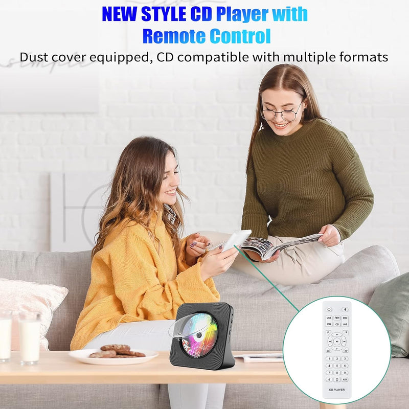 Tragbarer CD-Player, Bluetooth CD Kpop Player für Desktop mit HiFi-Sound-Lautsprecher, niedlicher FM