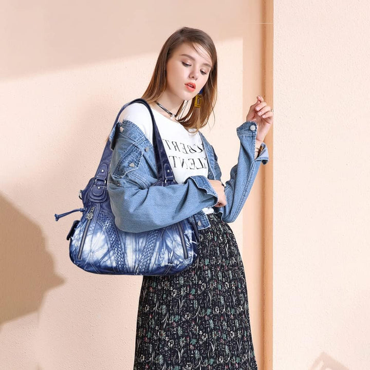 Angel Kiss Handtasche Damen Schultertasche Multifunktionale Umhängetaschen Wasserdicht PU Veganes Le