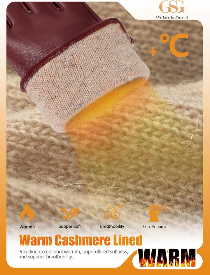 GSG SINCE 1998 Lederhandschuhe für Damen aus Chromfreiem Schaffell – Wollgefüttert/Fleecegefüttert,