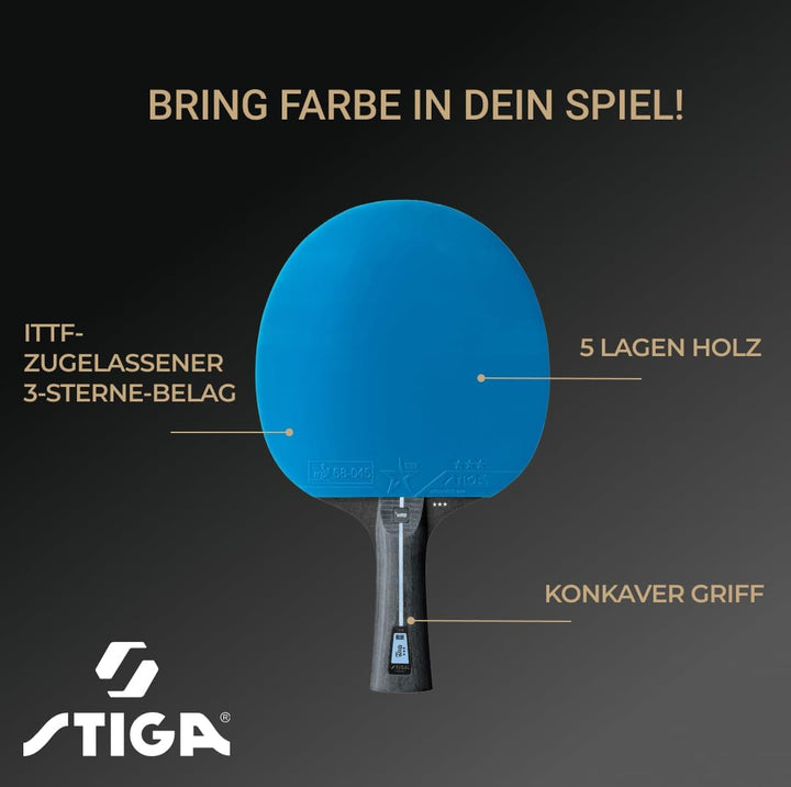 STIGA Tischtennisschläger Pro WRB Blue Edition - 3-Sterne Tischtennis Schläger mit Blauem Belag