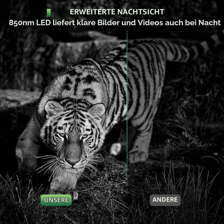 Mini Wildkamera 4K 50MP, Wildtierkamera mit Nachtsicht Bewegungsmelder 850 IR LEDs, 0,2s Schnelle Tr