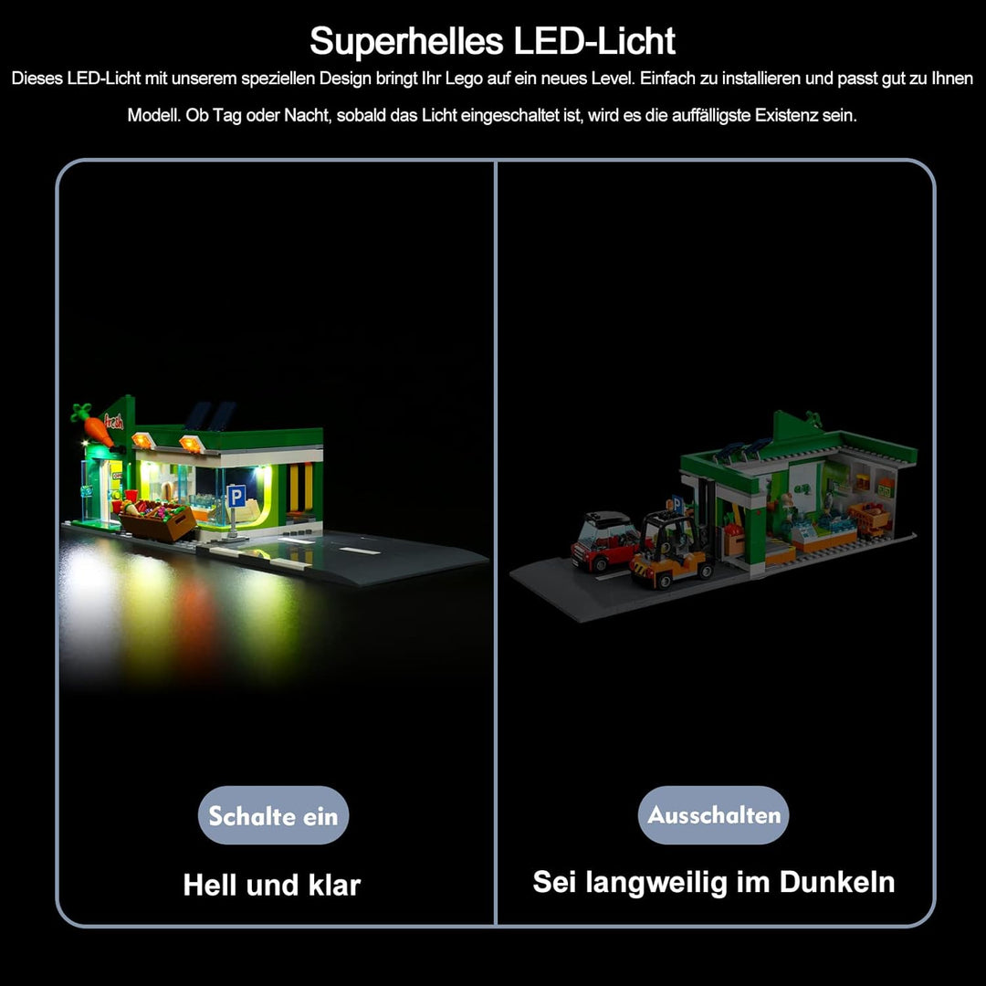 Led Licht Set Kompatibel mit Lego 60347 City Supermarkt Spielzeug-Shop (Nur Beleuchtungsset, Baustei
