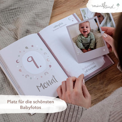 mintkind® Babyalbum "Dein erstes Lebensjahr" A5 Natur + Sticket Set | Baby Fotoalbum zum Selbstgesta
