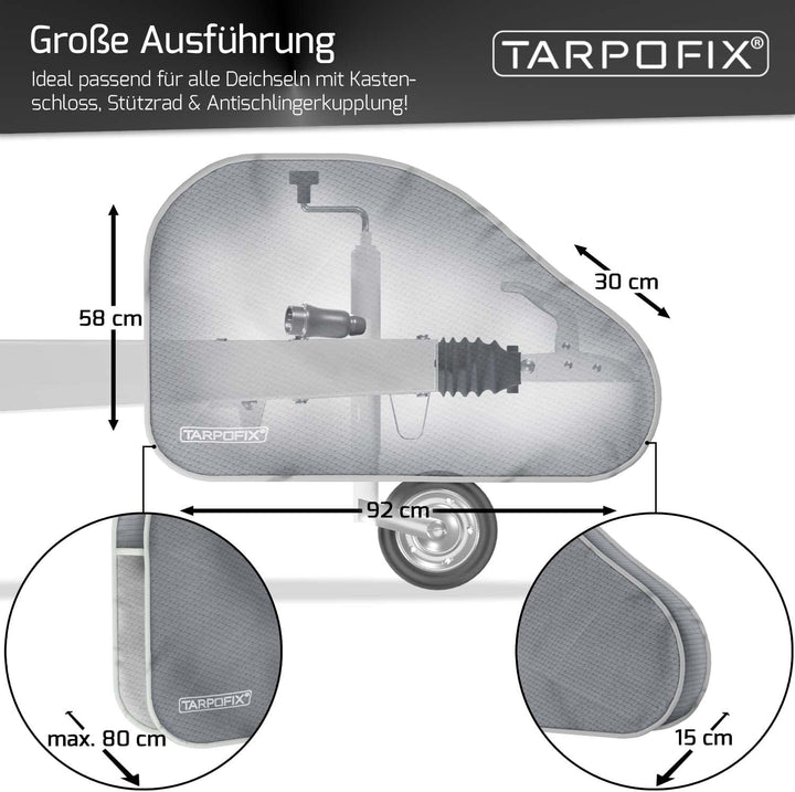 Tarpofix® Deichselabdeckung Wohnwagen | Deichselhaube Anhänger mit Doppel-Klickverschluss | Anhänger