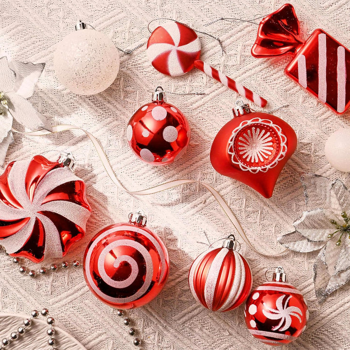 Valery Madelyn Weihnachtsschmuck-Set, 108 ct Zuckerstange, rot und weiss, bruchsicher, Weihnachtsbau