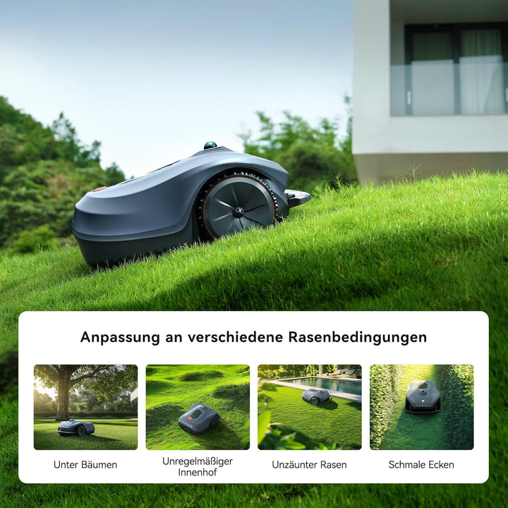 Neomow X Mähroboter ohne Begrenzungskabel, bis 4000㎡, 3D LiDAR SLAM+Vision Fusion Kartierung, Keine