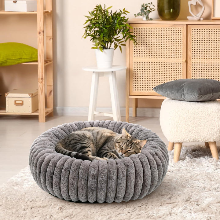 Katzenbett, Rund Katzennest, Donut Haustierbett Tierbett Kleine Hundebett Waschbarer Flauschiges Ind