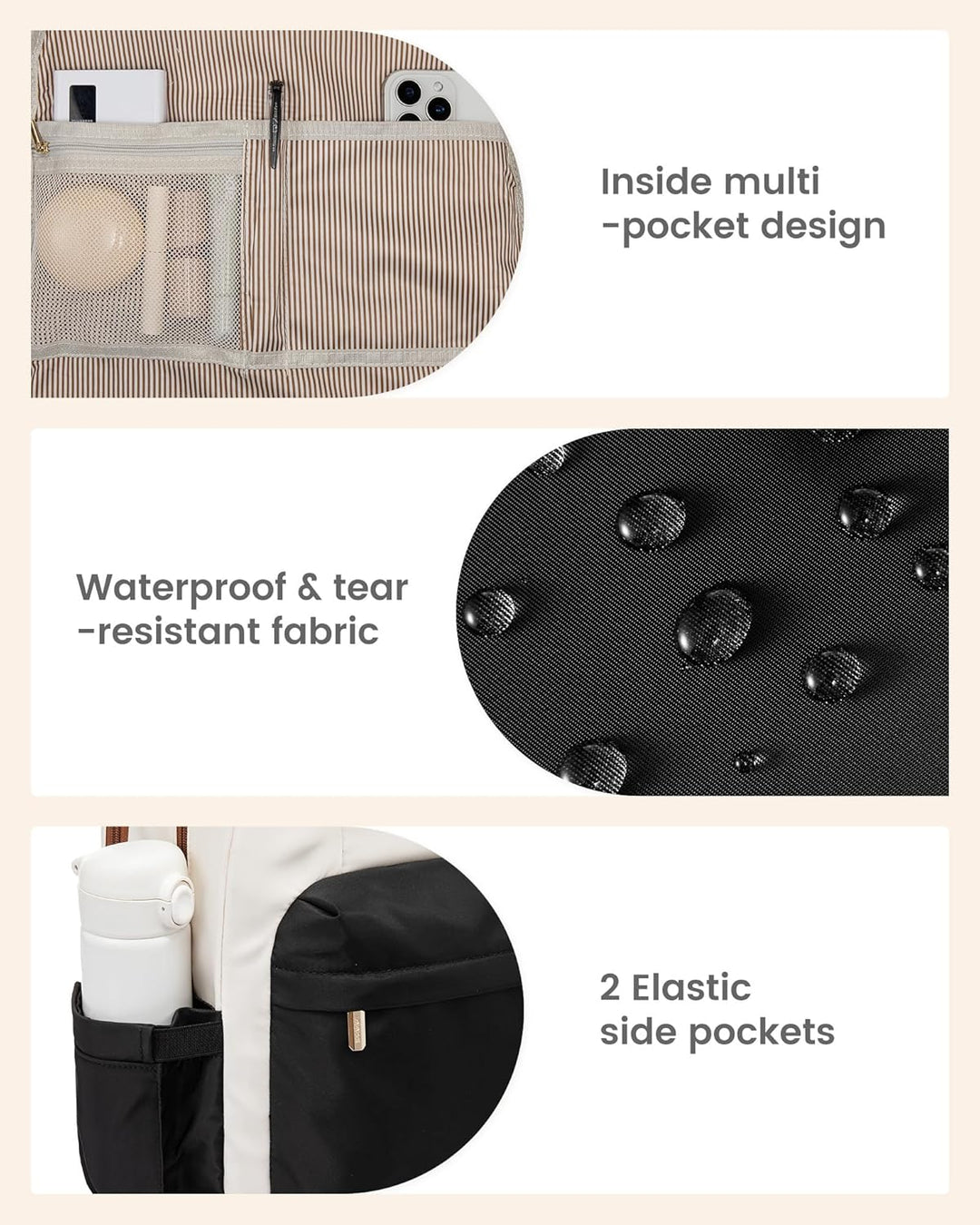 LOVEVOOK Rucksack Damen Gross, 17,3 Zoll Laptop Schultasche Mädchen mit Laptopfach, Wasserdicht Reis
