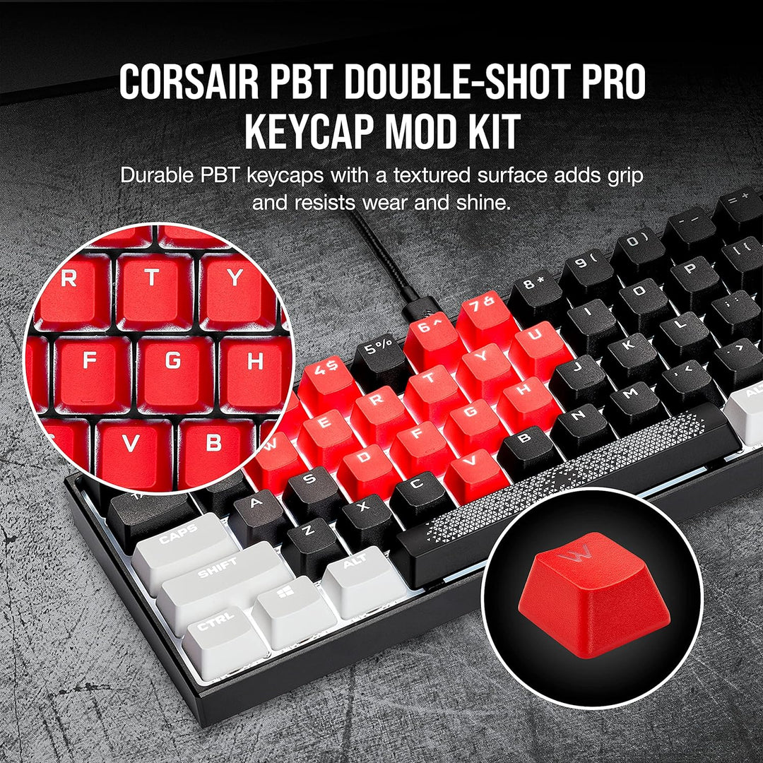 Corsair PBT Double-Shot Pro Keycap Mod Kit, Englisch, UK (-UK), Origin, Rot, rot
