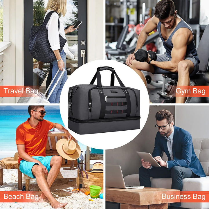 WITZMAN Reisetasche Herren 55L Nylon Weekender Duffle Bag mit Kulturbeutel | Mehrere Taschen mit Sch