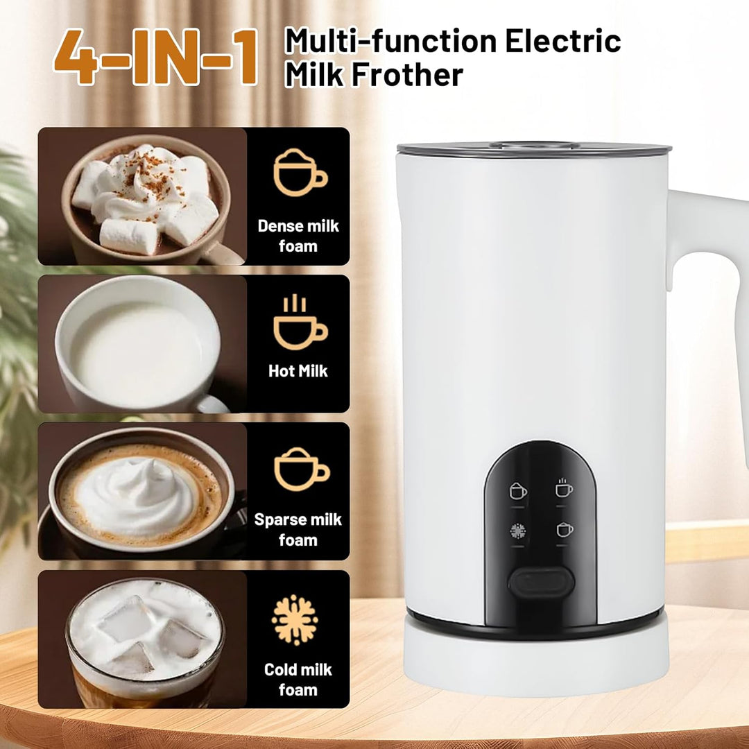 Milchaufschäumer Elektrisch 4-in-1, 580ml Milchwärmer Milchschaum Heiss/Kalt, Milchwärmer & Kakaomas