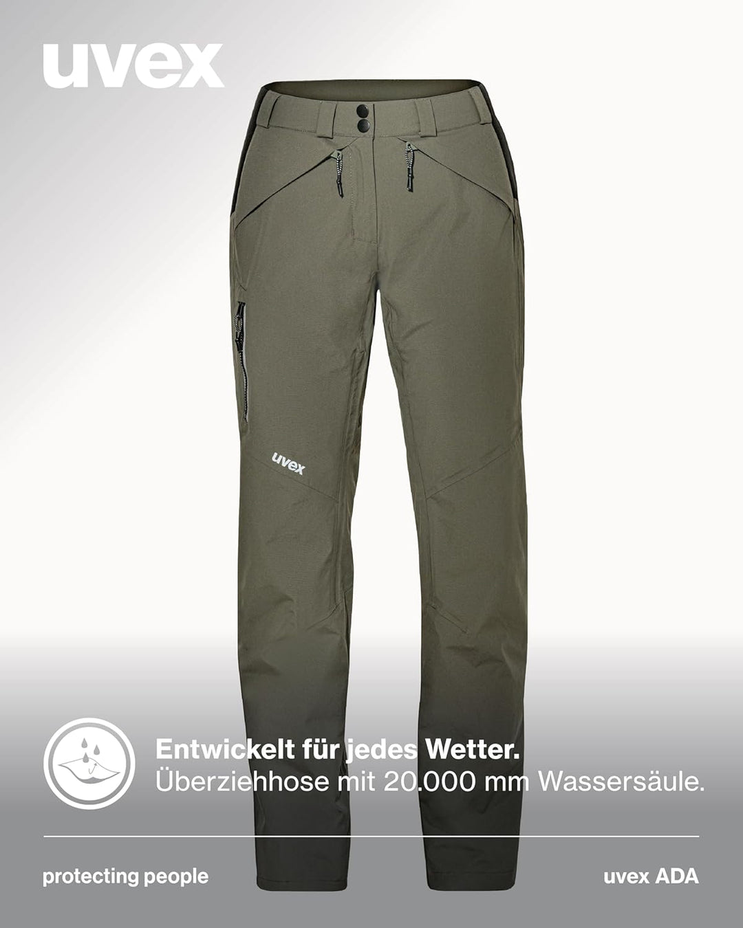 Uvex ADA 7634 Damen-Wetterhose - bei Wind & Regen - Atmungsaktiv & Wasserfest, Oliv