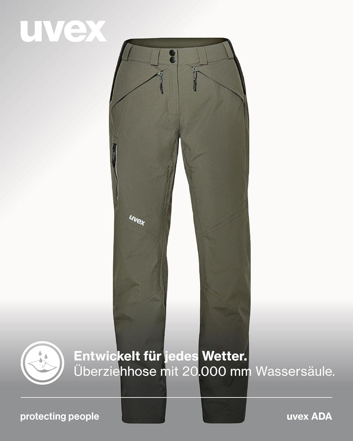 Uvex ADA 7634 Damen-Wetterhose - bei Wind & Regen - Atmungsaktiv & Wasserfest, Oliv