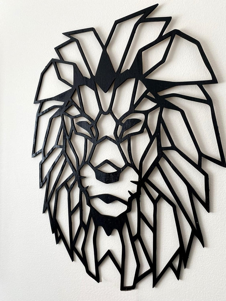 Pet-Jos Löwe Wanddekoration Holz Löwe Wanddeko Geometrische Ornamente Minimalistische Wandkunst Häng