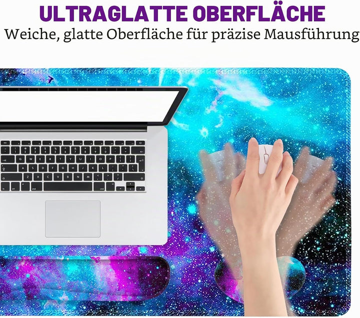 ToLuLu Erweitertes Gaming-Mauspad, Memory-Schaum, ergonomische Tastatur-Maus-Handgelenkauflage-Stütz