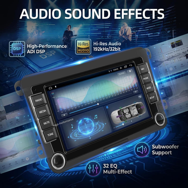 Qualcomm Octa‑Core 4+64G Android Autoradio für VW Golf Passat Jetta Tiguan Polo Caddy, Seat, Skoda –