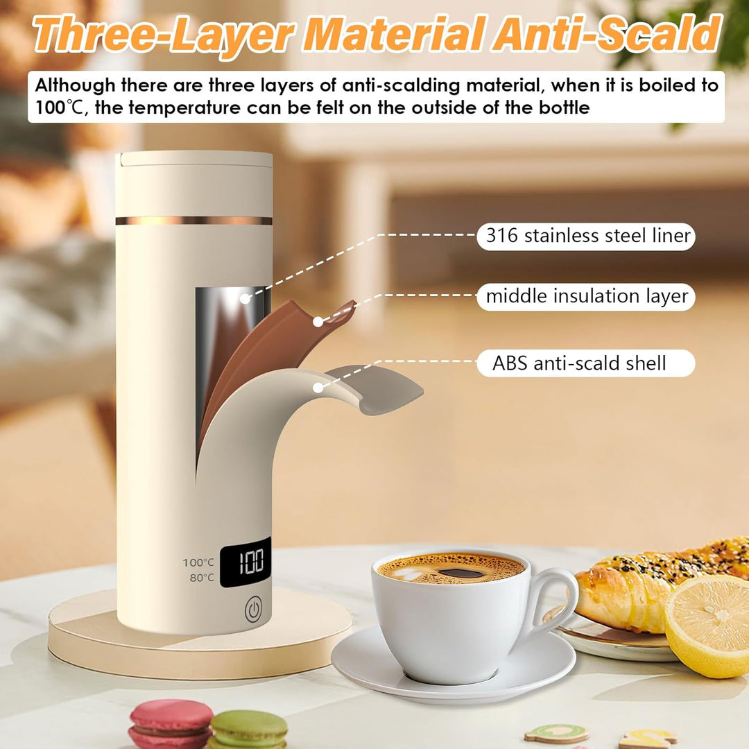 Elektrischer Reisewasserkocher Klein 500ML, Kleiner Wasserkocher Reise Schnelles Kochwasser Mini -Wa