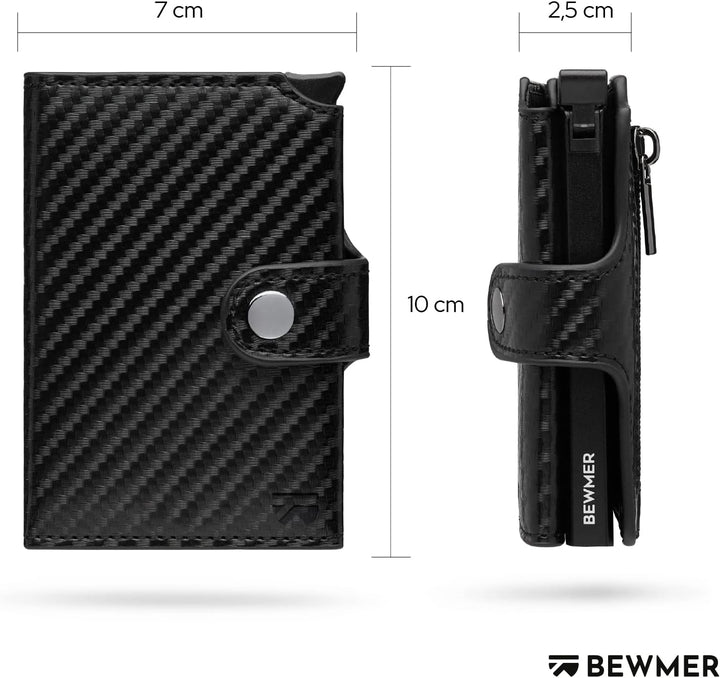 BEWMER 2 Shielded | Herren und Damen Slim Wallet mit RFID-Schutz Anti-Cloning | Kartenetui mit Münzf