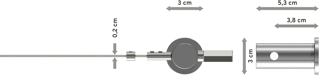 INTERDECO Seilspanngarnitur (1 Set), Gardinen-Seilgarnitur, verchromt, Tavia, inkl. 5 Meter Gardinen