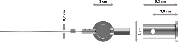INTERDECO Seilspanngarnitur (1 Set), Gardinen-Seilgarnitur, verchromt, Tavia, inkl. 5 Meter Gardinen