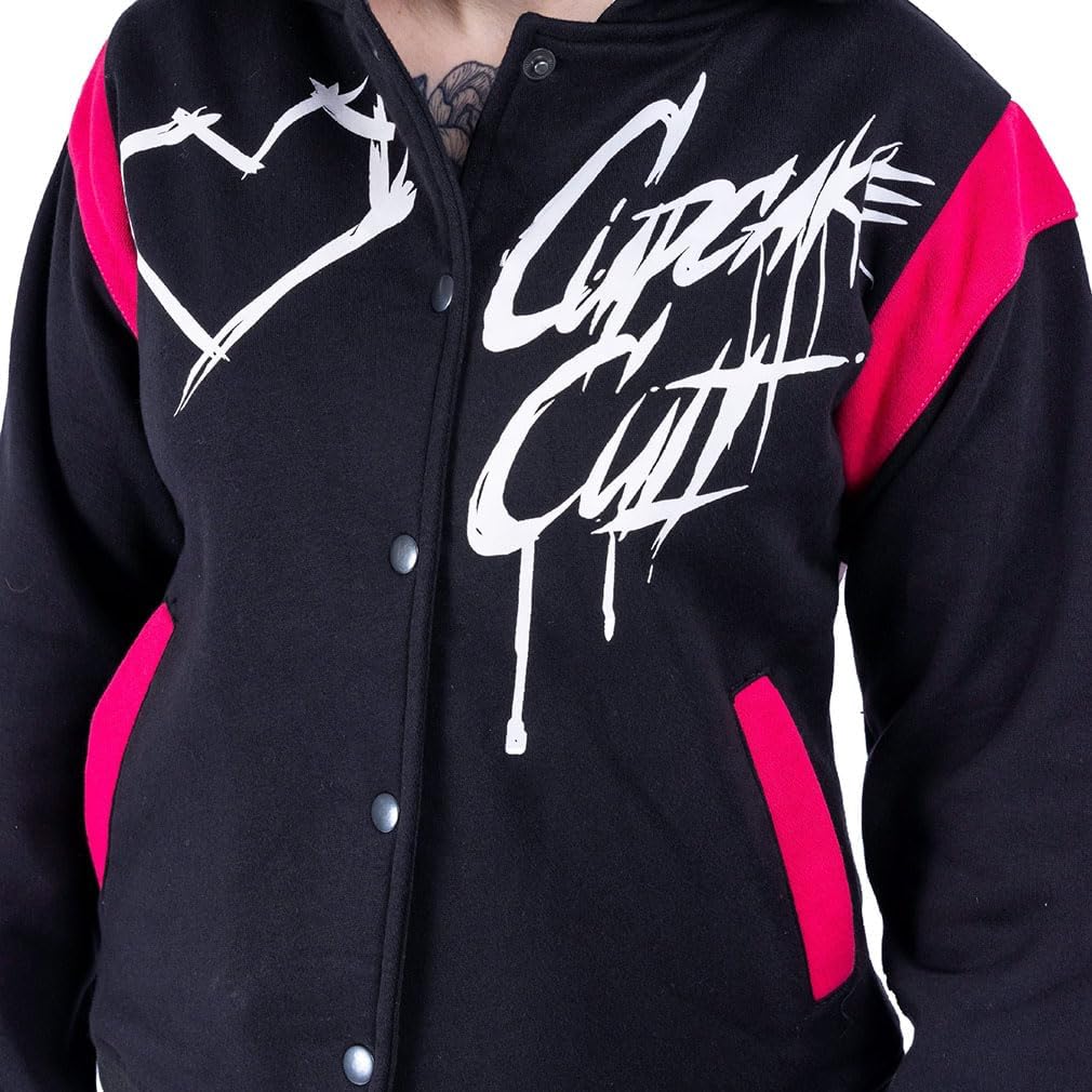 Sad But Cute Varsity Frauen Kapuzenjacke schwarz/weiss/pink Gothic, Nu Goth M Schwarz/Weiss/Pink, M