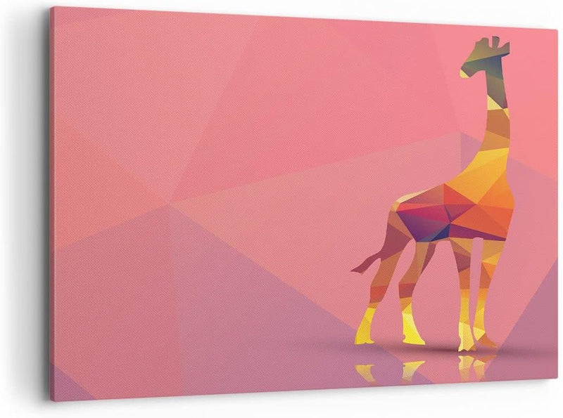 ARTTOR Bilder auf Leinwand 100x70cm Leinwandbild Giraffe modern Grafik Gross Wanddeko Bild Schlafzim