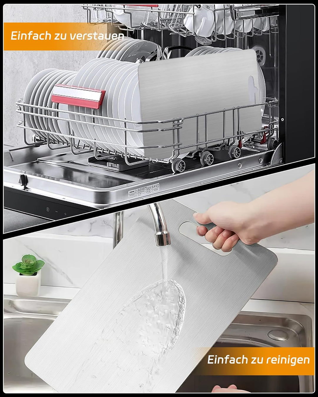Titan Schneidebrett, S316 Schneidebrett Edelstahl, Titanium Cutting Board, Doppelseitiges Lebensmitt