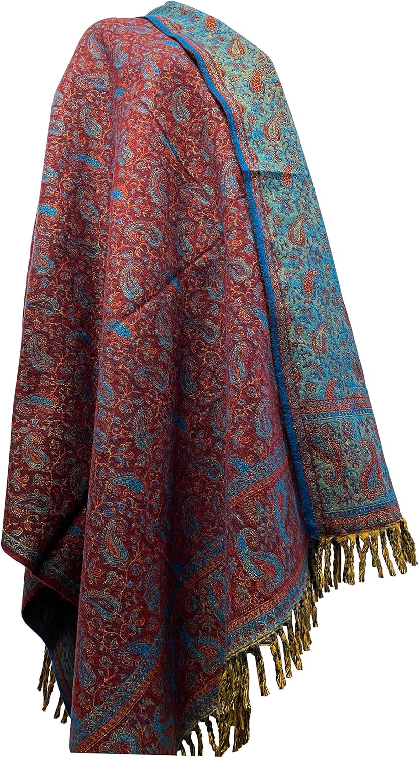 TIBET Winterschal mit Blumenmuster und Paisleymuster, handgefertigt, luxuriös, Dekoration, Decke, Üb