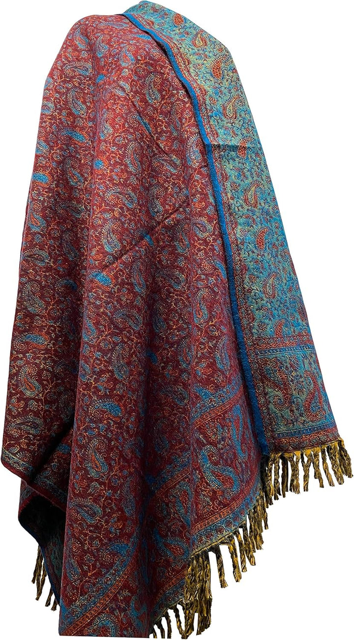 TIBET Winterschal mit Blumenmuster und Paisleymuster, handgefertigt, luxuriös, Dekoration, Decke, Üb