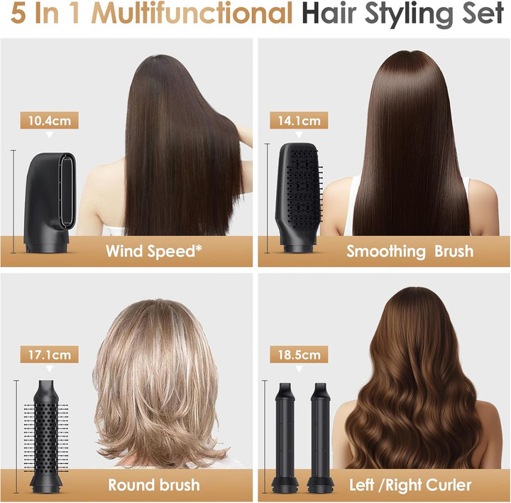 Airstyler Set 5in1, Professioneller Warmluftbürste Set 1400W,Multifunktionaler Hairstyler,Lockenstab