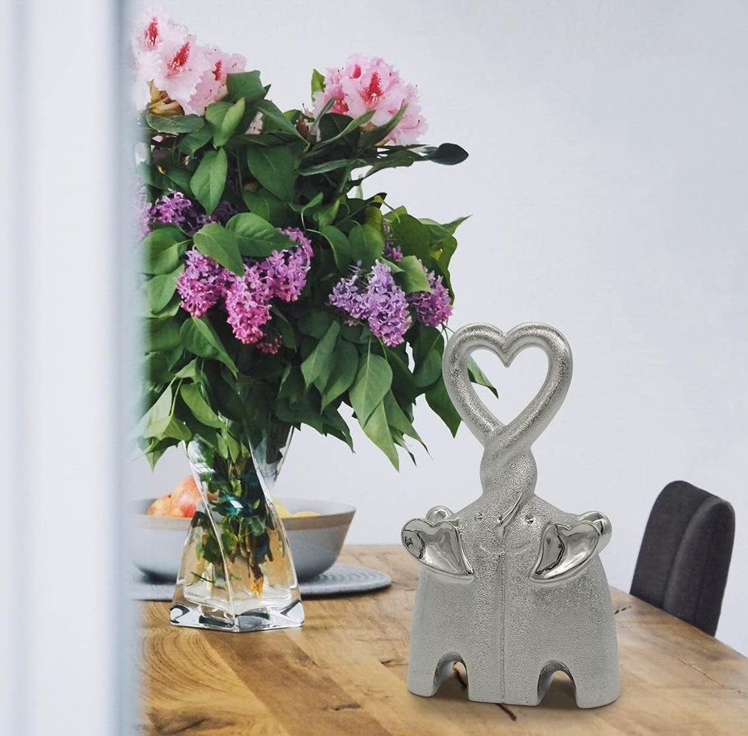 FeinKnick Dekofigur herzendes Elefanten-Pärchen - Keramik Deko Figur Elefant 23cm hoch - Moderne Dek