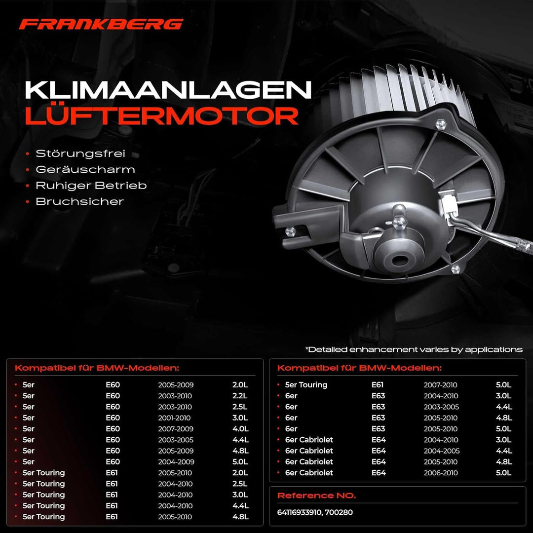 Frankberg Heizungsgebläse Gebläsemotor Innenraumgebläse Kompatibel mit 5er E60 2001-2010 5er Touring