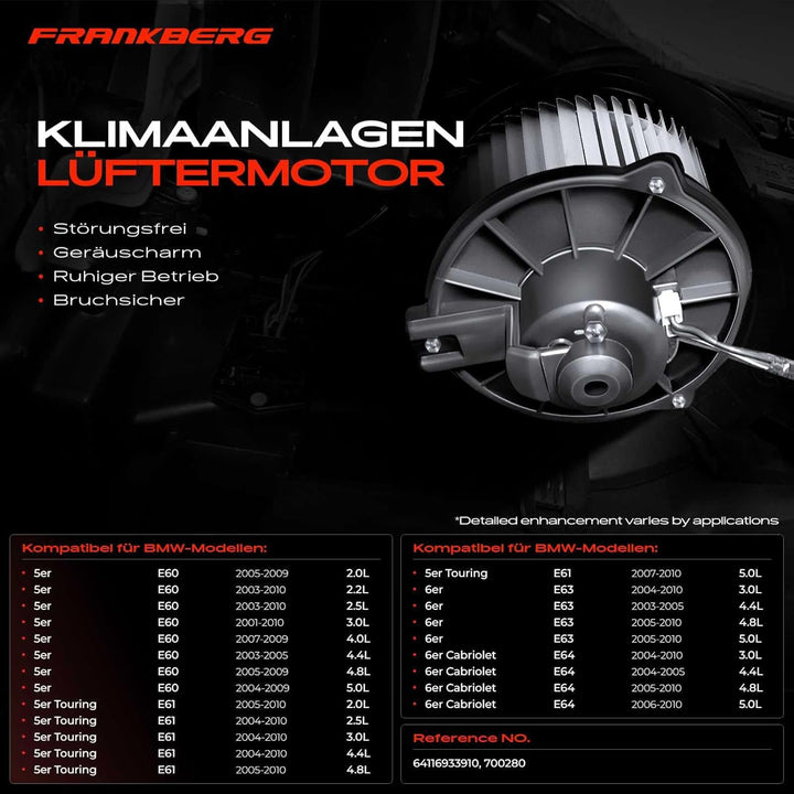 Frankberg Heizungsgebläse Gebläsemotor Innenraumgebläse Kompatibel mit 5er E60 2001-2010 5er Touring