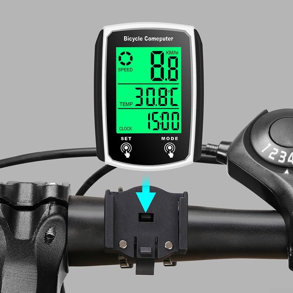 Fahrradcomputer Fahrrad Wasserdicht Kabelgebundener Tachometer Fahrrad Kilometerzähler mit LCD Displ