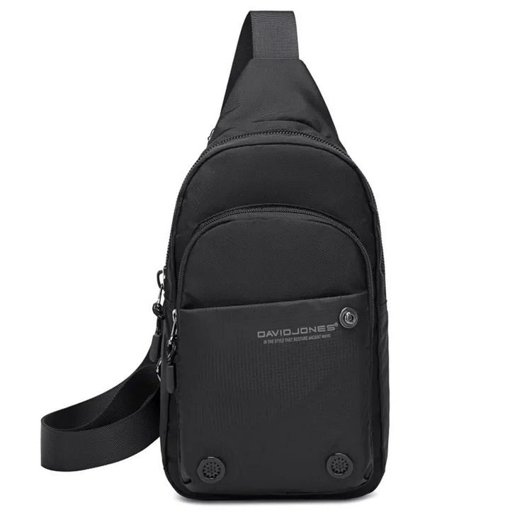 David Jones - Herren Umhängetasche Nylon - Pilotentasche Sling Bag - Schwarz 2, Schwarz 2