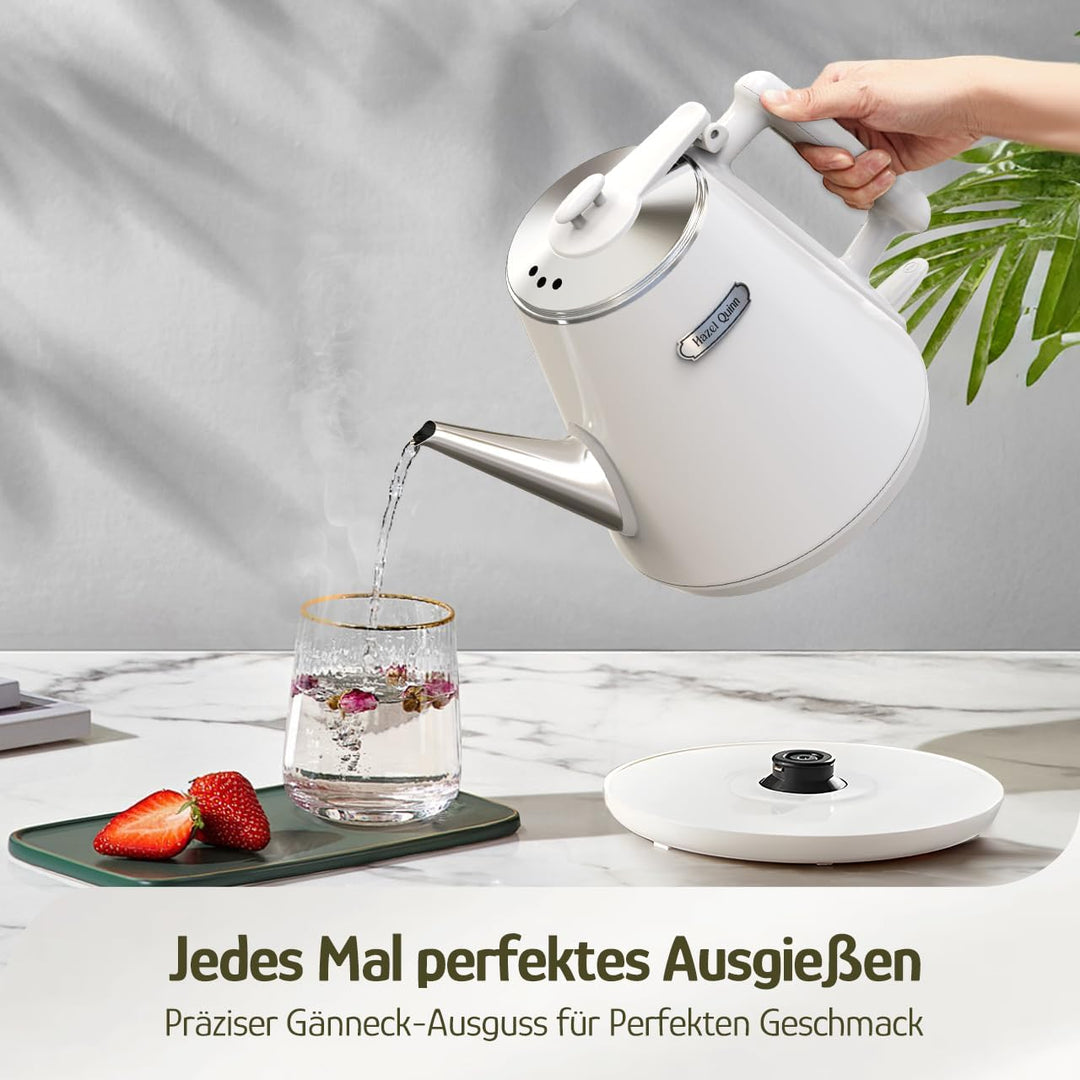 Hazel Quinn Elektrischer Wasserkocher, 1 Liter, Retro-Design, Kleiner Teekocher, doppelwandig, 304 E