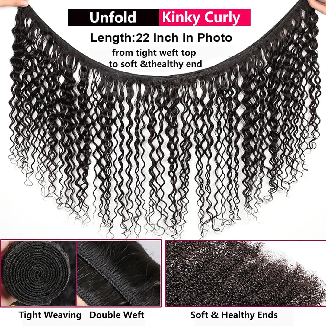 Huarisi Kinky Curly Brazilian Hair Bundle 100g Human Hair Weave Tight Curls Hair Extensions Double W
