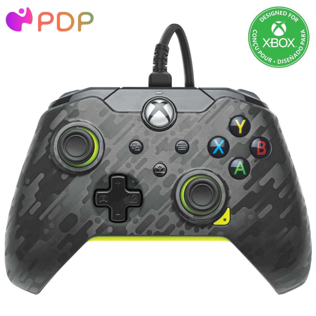 PDP Kabelgebundener Videospielcontroller Electric Carbon für Xbox Series X|S, Gamepad, Xbox One, off