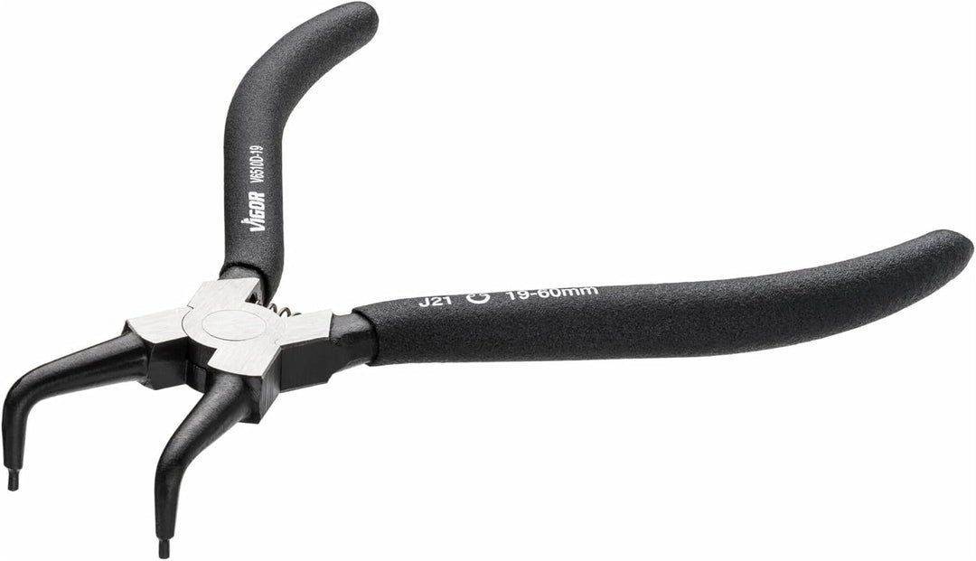 Vigor V6510D-12 Sicherungsringzange Spitzenform (Details) abgewinkelt 90° Innensicherung Abgewinkelt
