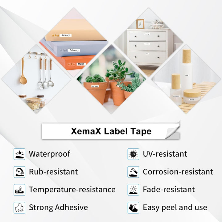 8x XemaX Etikettenband Kompatibel für Brother P-touch Bänder 9mm TZe-221 TZ-221 Schriftbänder Schwar