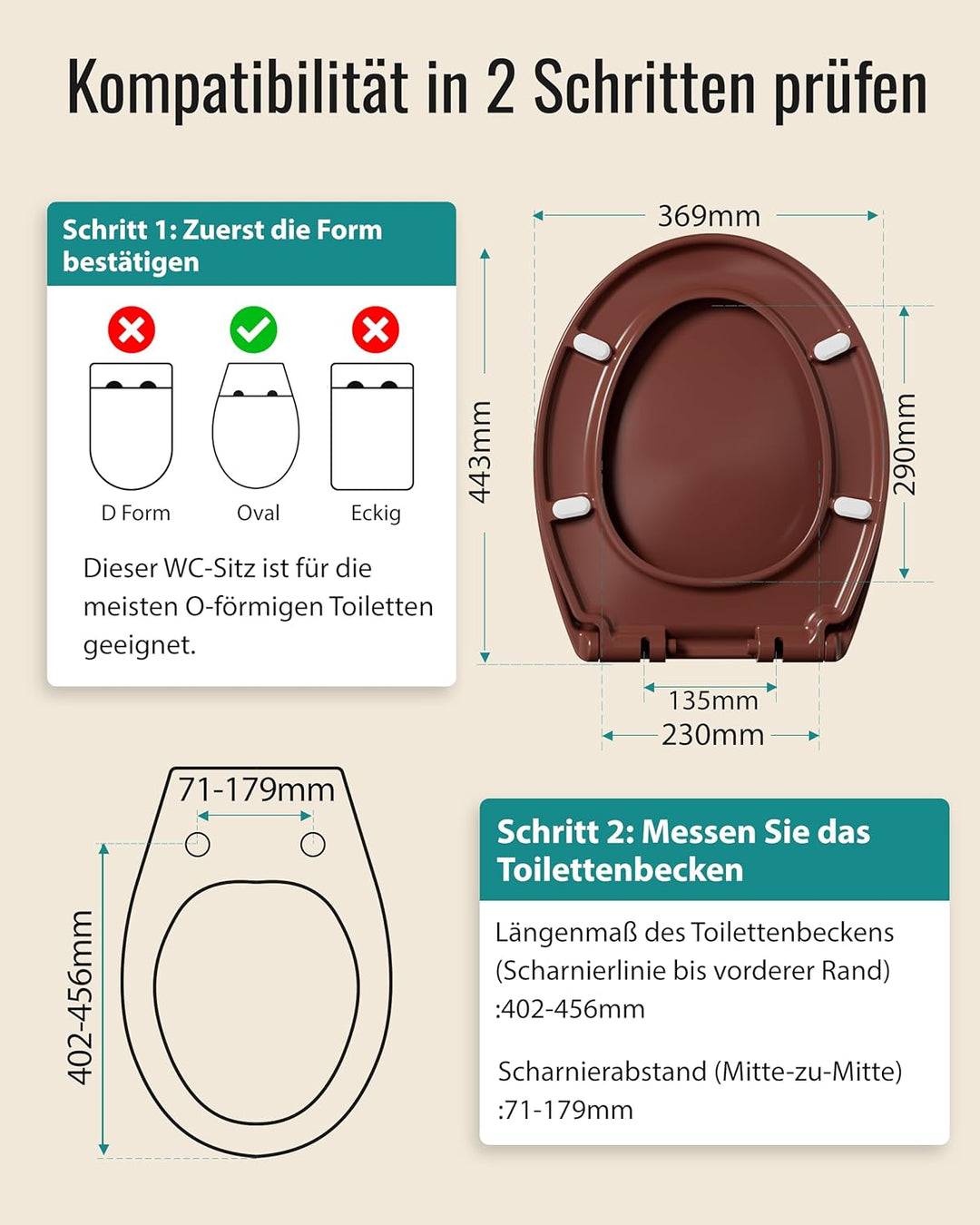 HySail Hochwertiger Toilettendeckel mit Absenkautomatik, Schnellverschluss und Hygienischer Oberfläc